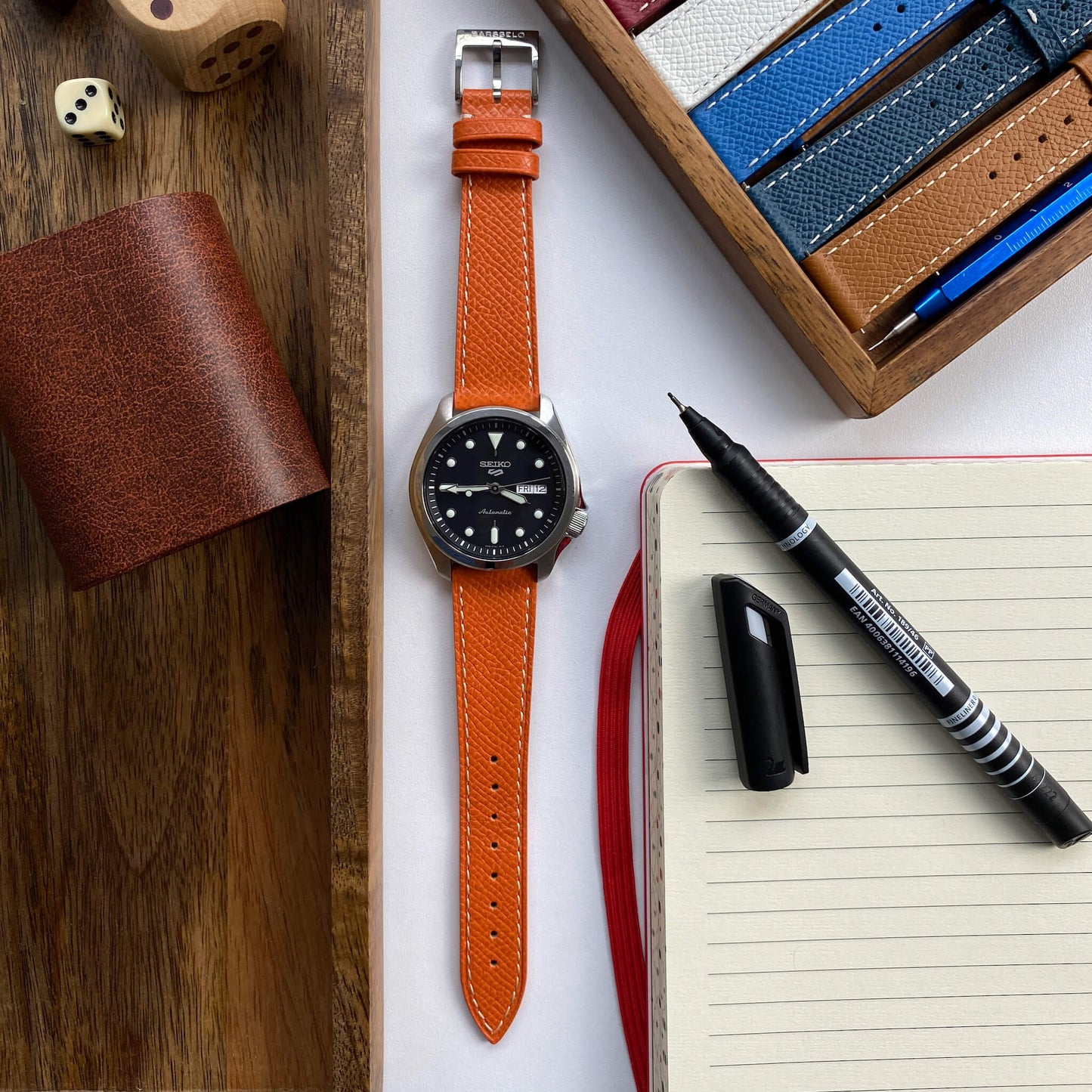 ORANGE - GRAINED CALF LEATHER WATCH STRAP